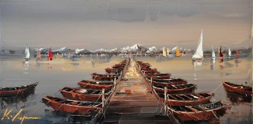 150の主題の芸術作品 Painting - カル・ガジュムの架台にあるボート
